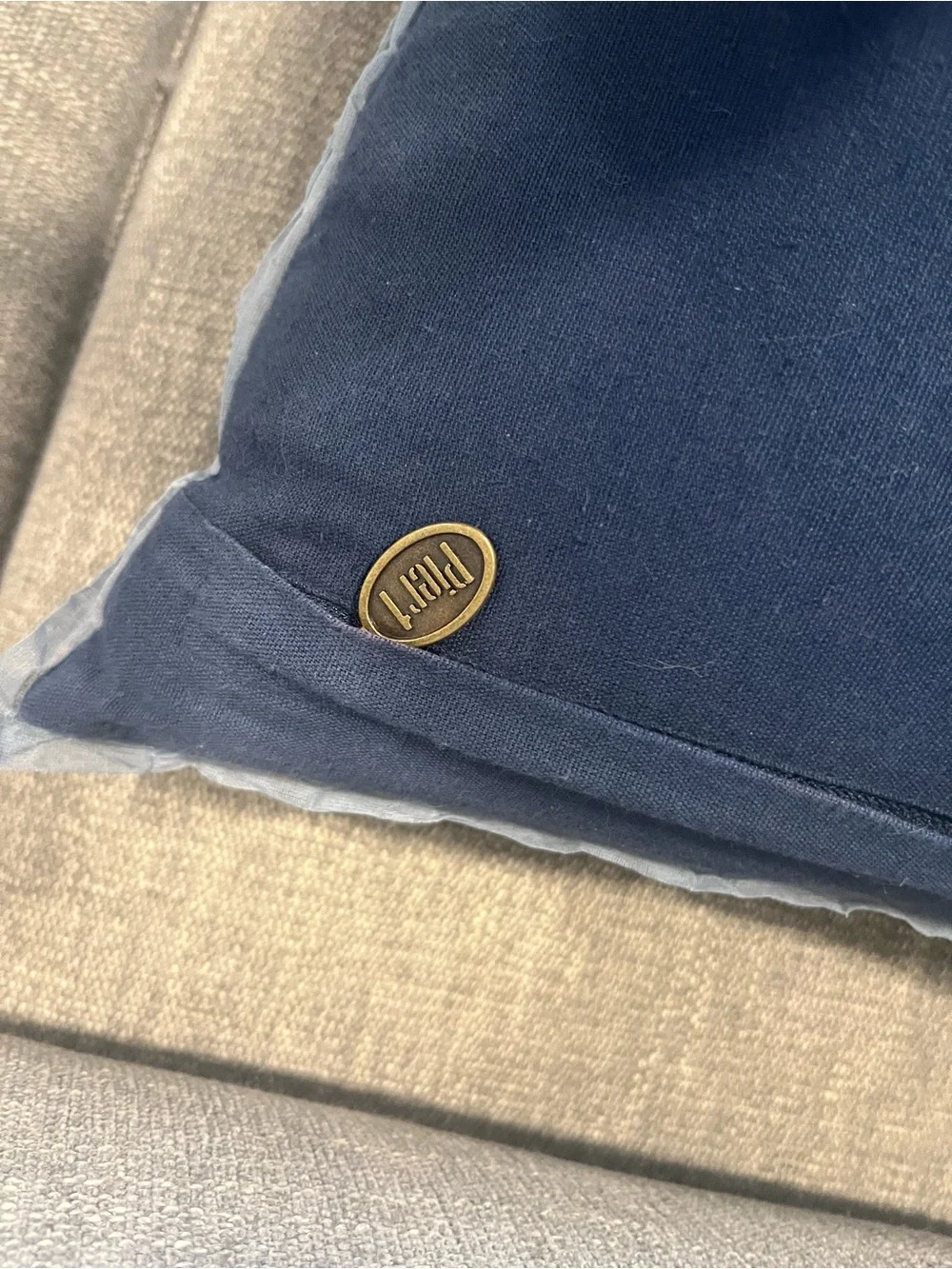 Embroidered Crowned Bird Decorative Pillow - Navy & Teal Accents